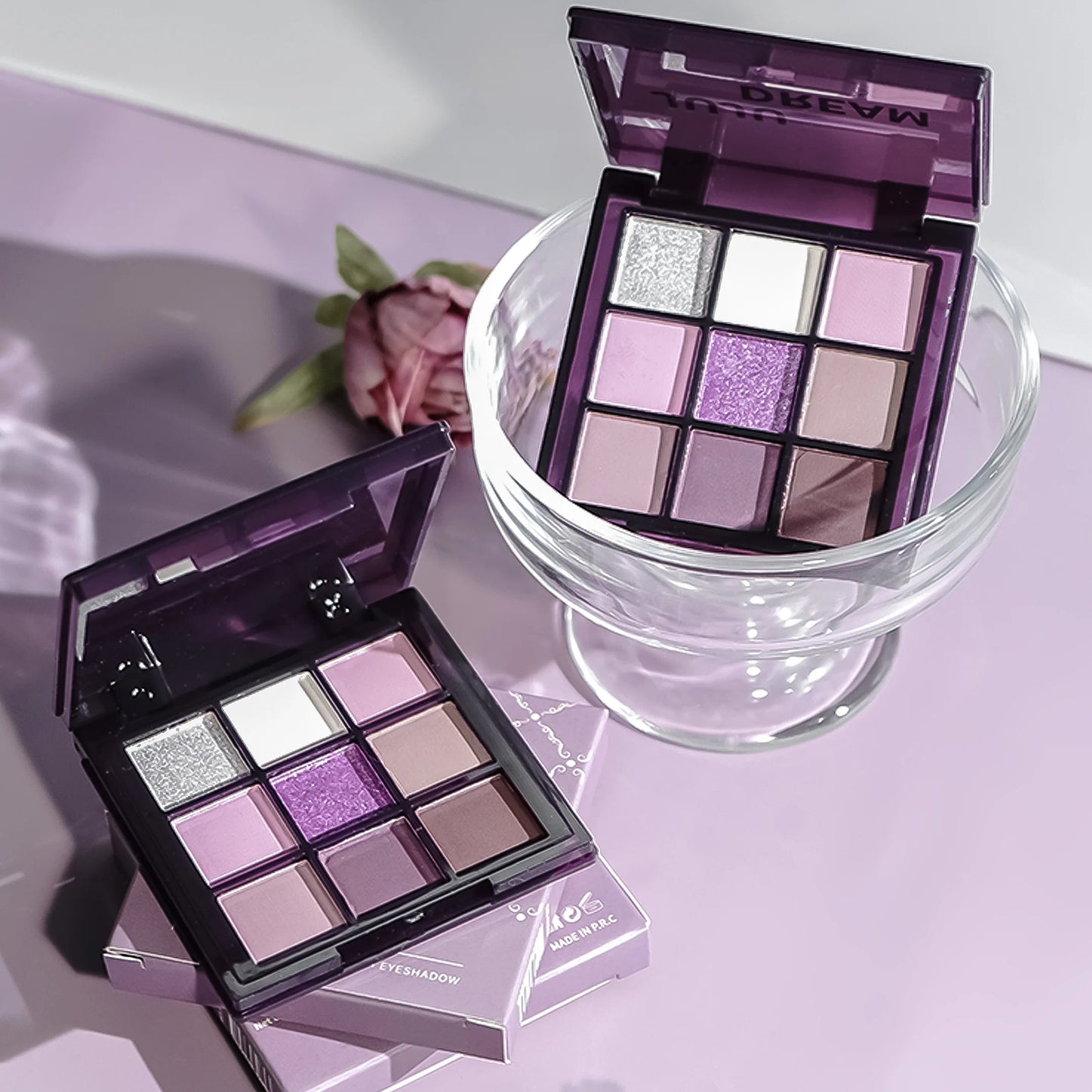 Purple Eyeshadow Palette -9 natural and shimmery finish colors for a long-lasting smoky eye makeup