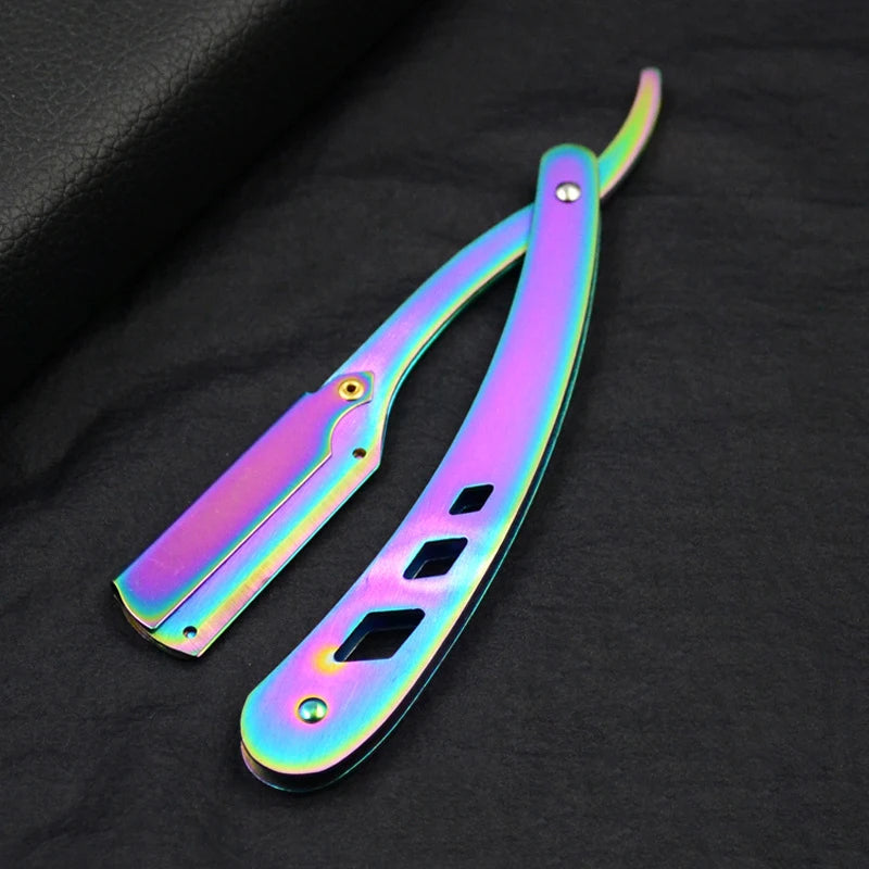 Tools Hair Razor and Blades Men Shaving Barber Antique Black Folding Shaving Knife Unisex Hair Removal (Without Blade)