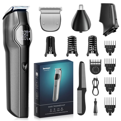 Kensen S30 4 in 1 Cordless Hair Clipper LED Display Men Beard/Nose Trimmer Rechargeable Barber Grooming Kit Hair Cutting Machine