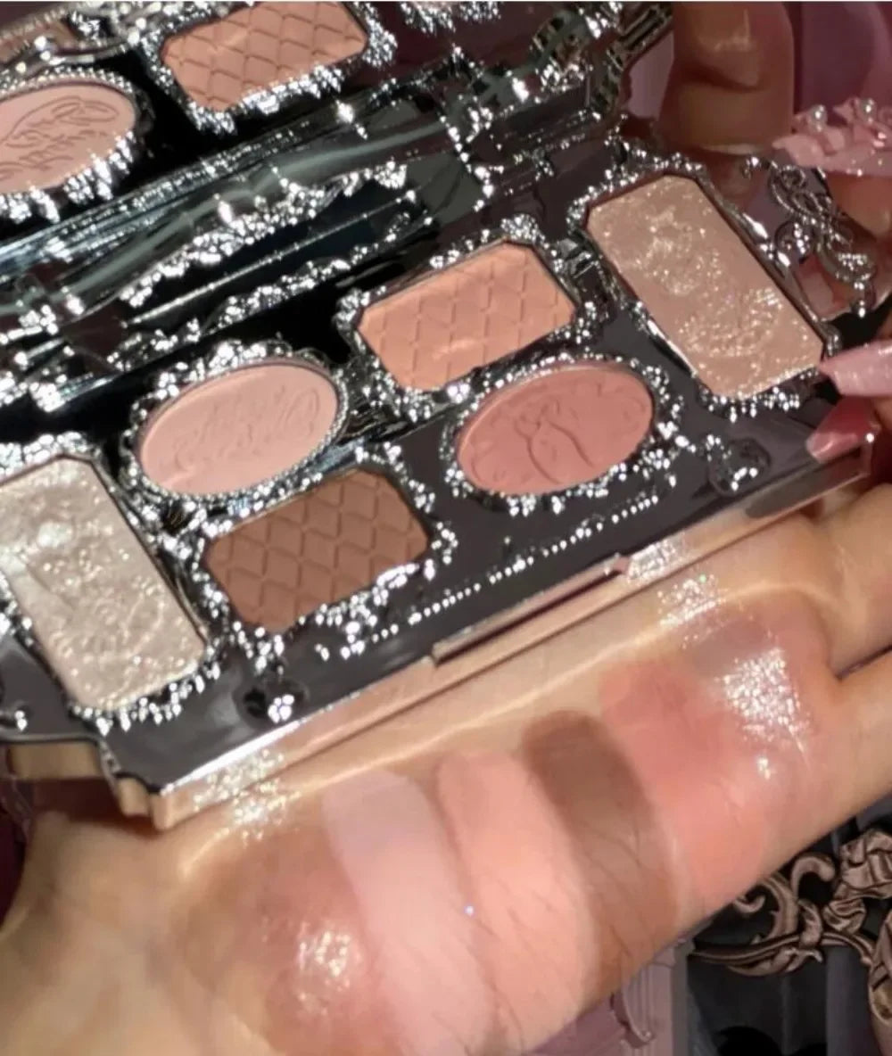 Flower Knows black Swan Ballet Eyeshadow Palette Matte Fine Shimmer Pearl Face Palette 6 Colour Glitter Eye Shadow