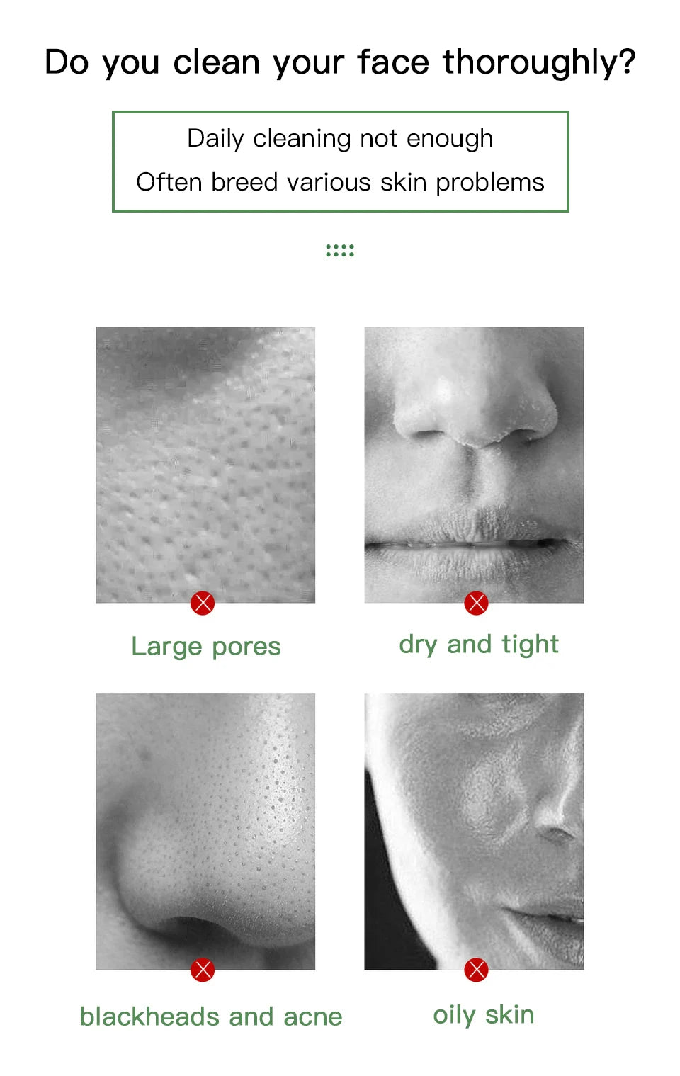 Face Clean Mask Green Tea Cleansing Stick Mask Shrink pores Deep Blackhead Remover facial Cleansing Moisturizing Mask 40g