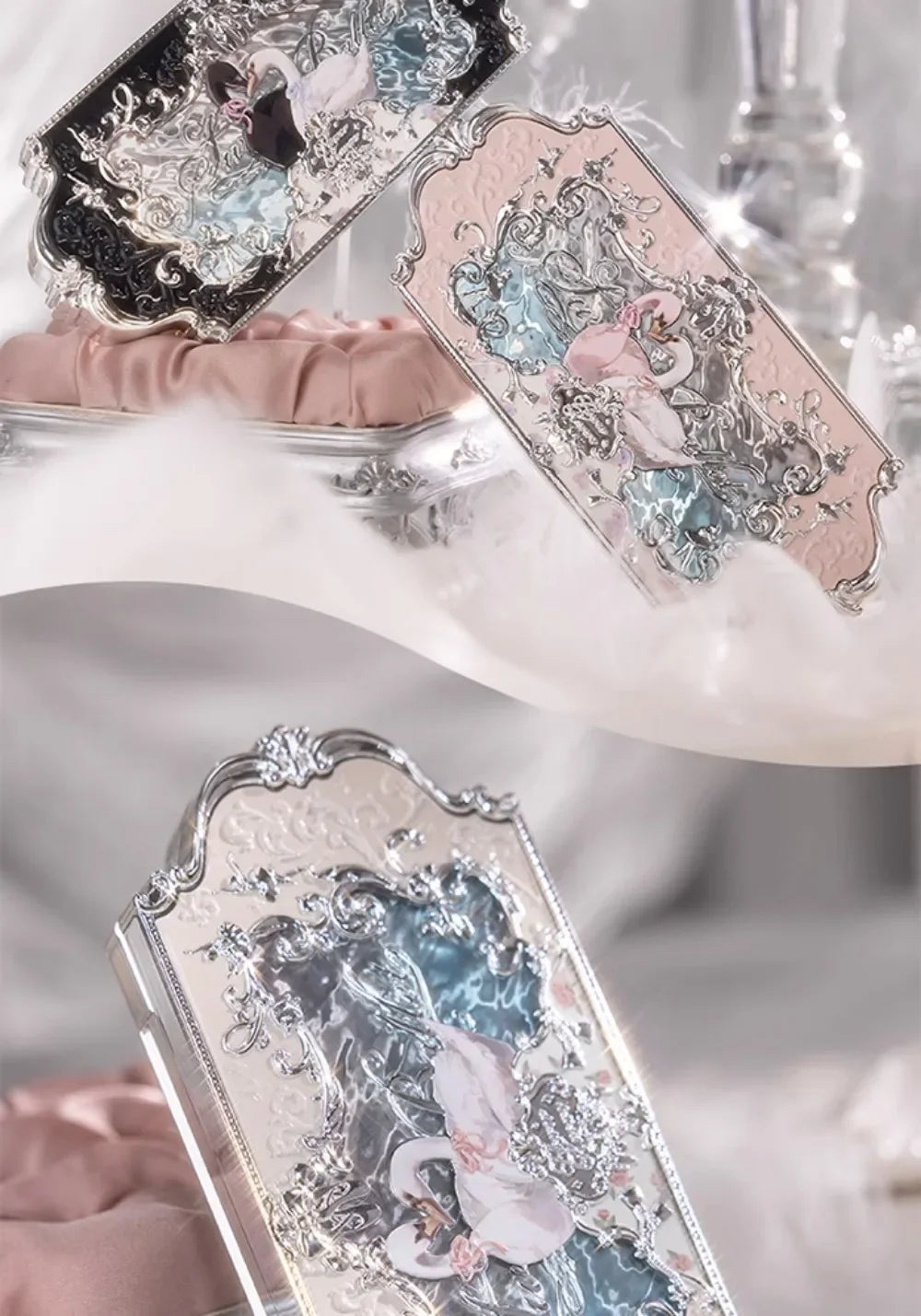 Flower Knows black Swan Ballet Eyeshadow Palette Matte Fine Shimmer Pearl Face Palette 6 Colour Glitter Eye Shadow