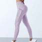 New High Waist Women's Leggings Stretch Yoga Pants Tights With Pockets Push Up Fitness Running Sportswear Solid Color Pants