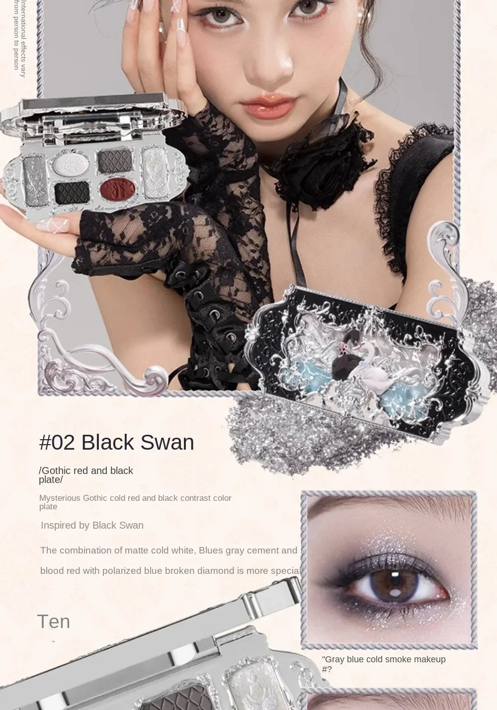 Flower Knows black Swan Ballet Eyeshadow Palette Matte Fine Shimmer Pearl Face Palette 6 Colour Glitter Eye Shadow