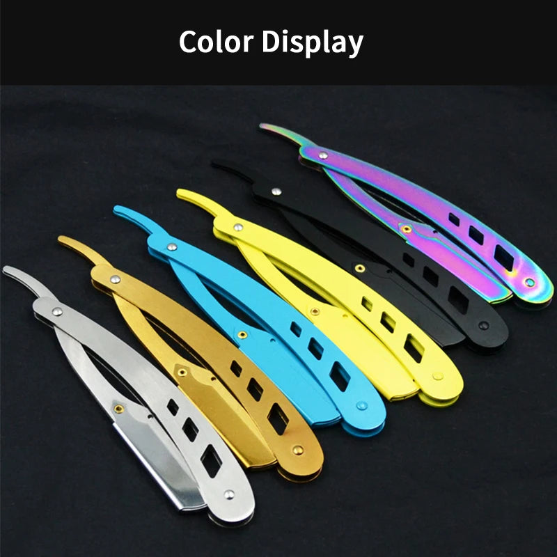 Tools Hair Razor and Blades Men Shaving Barber Antique Black Folding Shaving Knife Unisex Hair Removal (Without Blade)