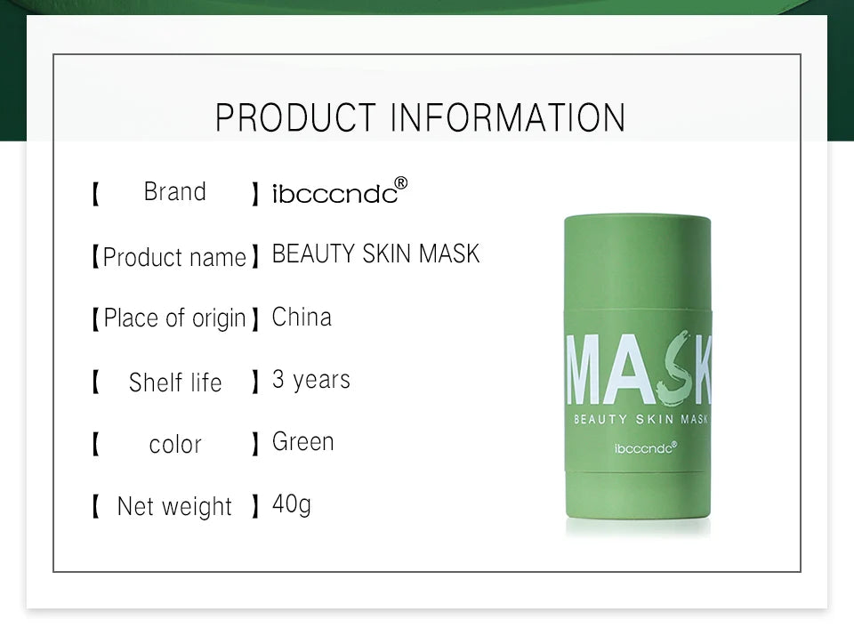 Face Clean Mask Green Tea Cleansing Stick Mask Shrink pores Deep Blackhead Remover facial Cleansing Moisturizing Mask 40g