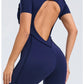 Short Jumpsuit Gym Clothes For Women Sportswear Fitness Overalls Backless Scrunch Booty Yoga Suit Sports Set Outfit