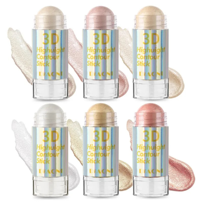 3D Highlighter Stick – 6-Color Shimmer Contour & Brightening Makeup Bar