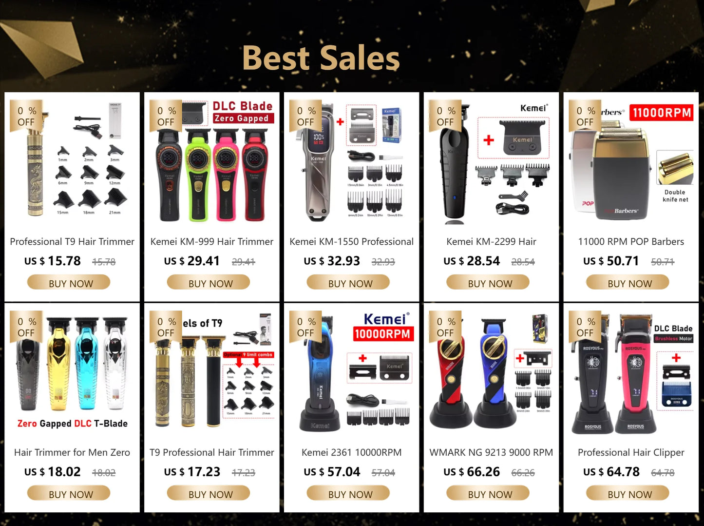 Kemei KM-1550 Professional Hair Clipper for Men LED Display Low Noise Cordless USB Interface Hair Cutting Machine Hair Trimmer