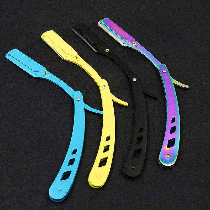 Tools Hair Razor and Blades Men Shaving Barber Antique Black Folding Shaving Knife Unisex Hair Removal (Without Blade)