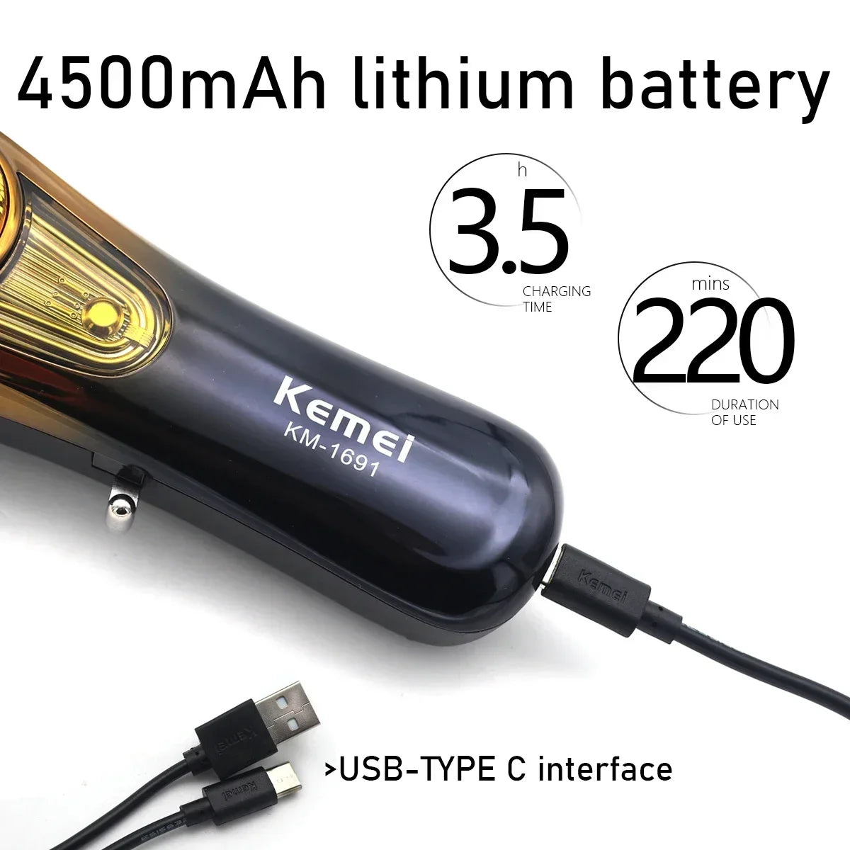 Kemei KM-1691 KM-1677 Baber Professional Hair Clipper Hair Cutting Machine  for Men Electric Hair Trimmer Men Gift 9000RPM 10W