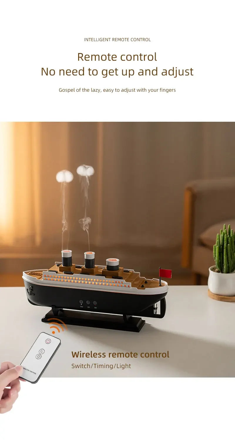 Titanic Ship Model Air Humidifier Home 250ml Remote Control Essential Oil Jellyfish Smoke Ring Spray Aroma Diffuser Humidifiers