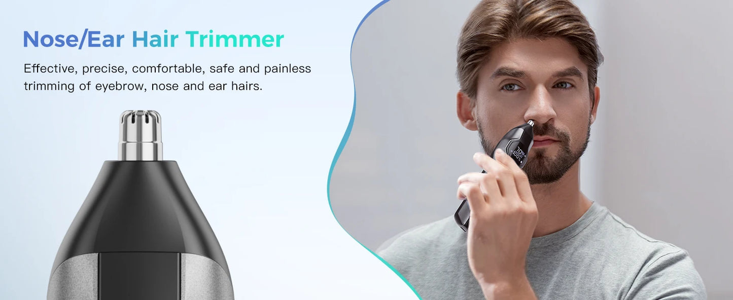 Kensen S30 4 in 1 Cordless Hair Clipper LED Display Men Beard/Nose Trimmer Rechargeable Barber Grooming Kit Hair Cutting Machine