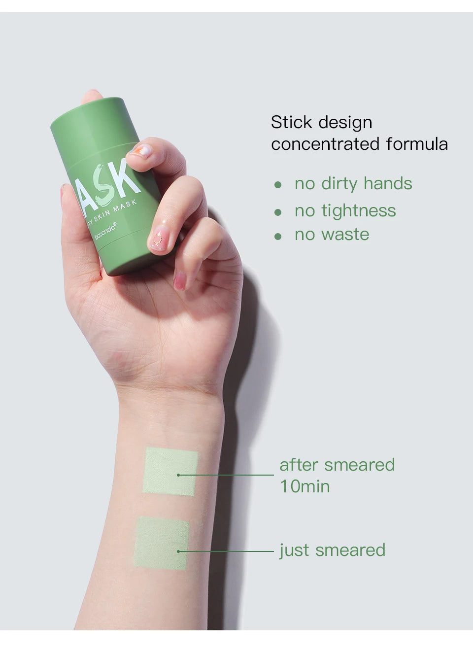 Face Clean Mask Green Tea Cleansing Stick Mask Shrink pores Deep Blackhead Remover facial Cleansing Moisturizing Mask 40g