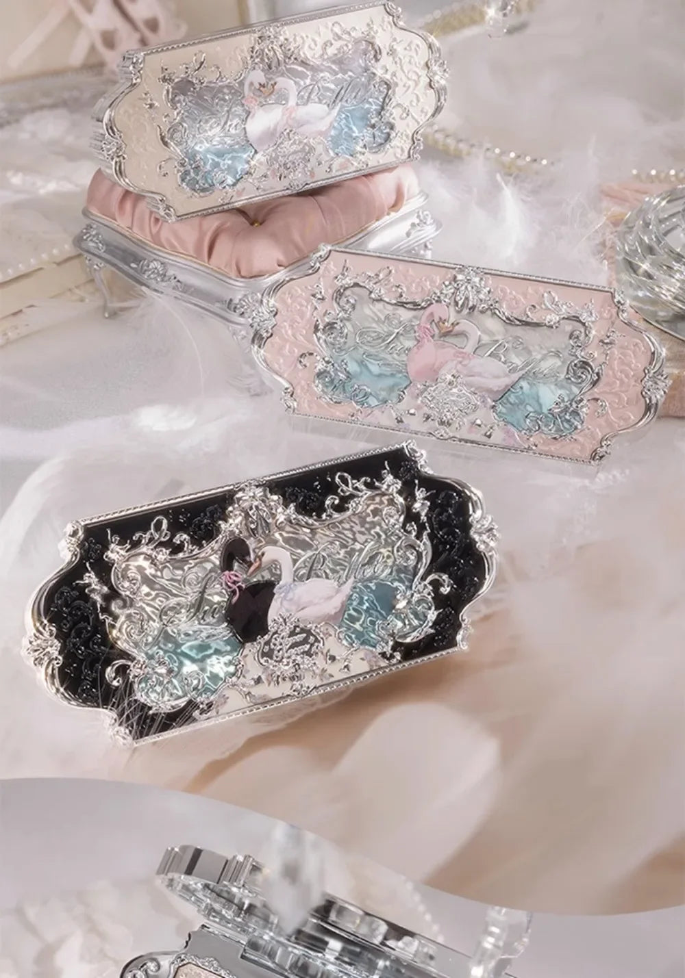 Flower Knows black Swan Ballet Eyeshadow Palette Matte Fine Shimmer Pearl Face Palette 6 Colour Glitter Eye Shadow