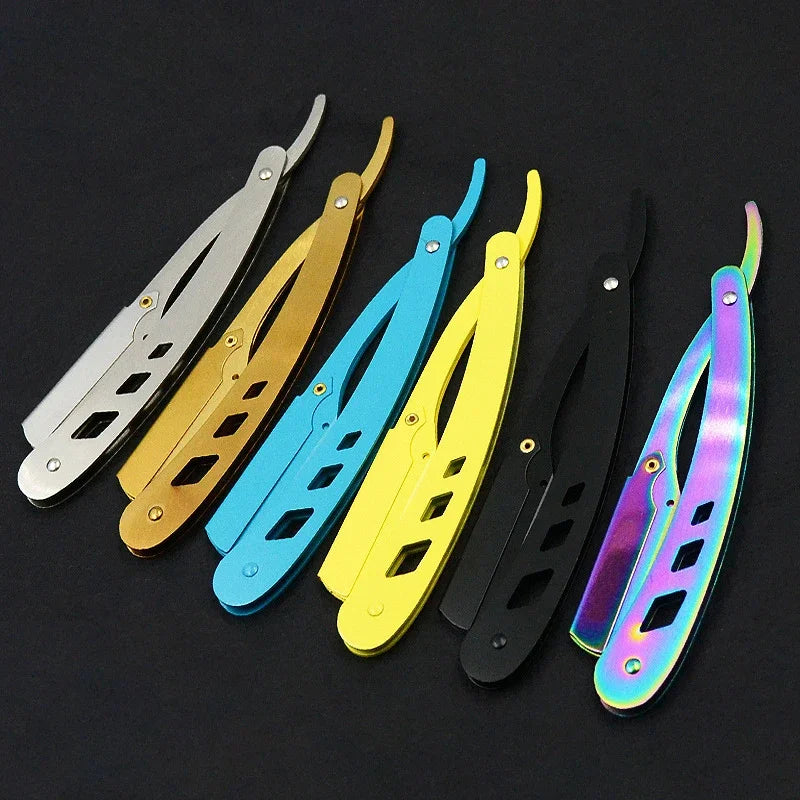 Tools Hair Razor and Blades Men Shaving Barber Antique Black Folding Shaving Knife Unisex Hair Removal (Without Blade)