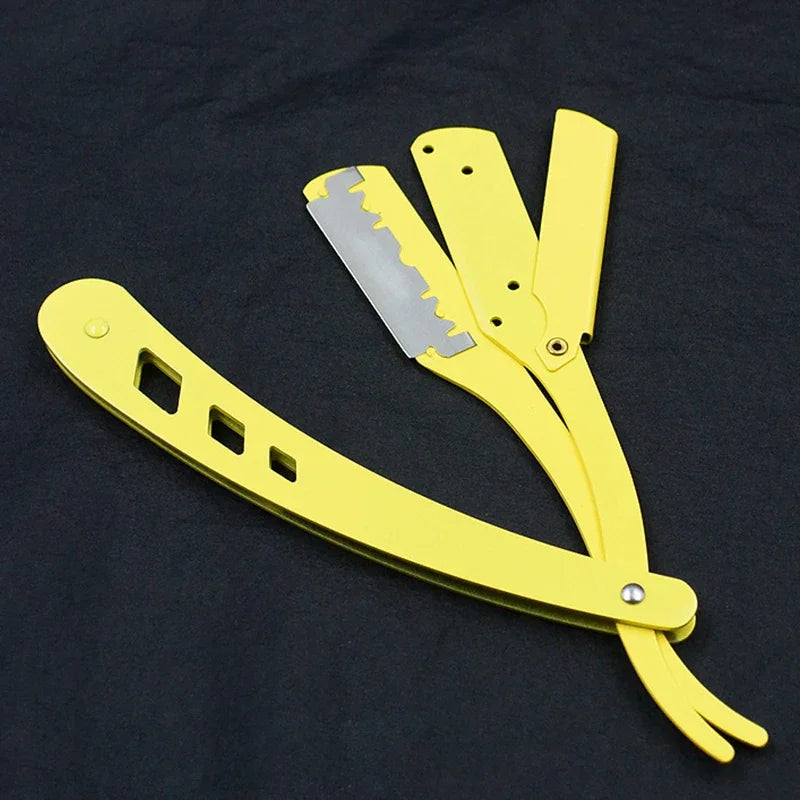 Tools Hair Razor and Blades Men Shaving Barber Antique Black Folding Shaving Knife Unisex Hair Removal (Without Blade)