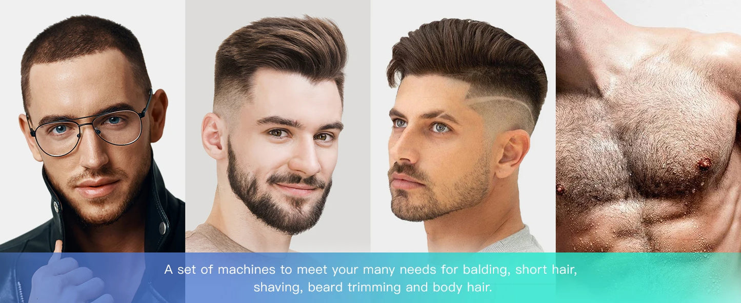 Kensen S30 4 in 1 Cordless Hair Clipper LED Display Men Beard/Nose Trimmer Rechargeable Barber Grooming Kit Hair Cutting Machine