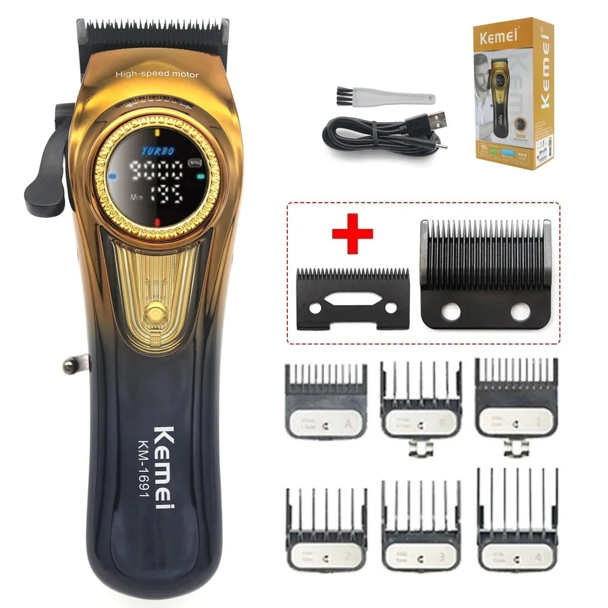 Kemei KM-1691 KM-1677 Baber Professional Hair Clipper Hair Cutting Machine  for Men Electric Hair Trimmer Men Gift 9000RPM 10W