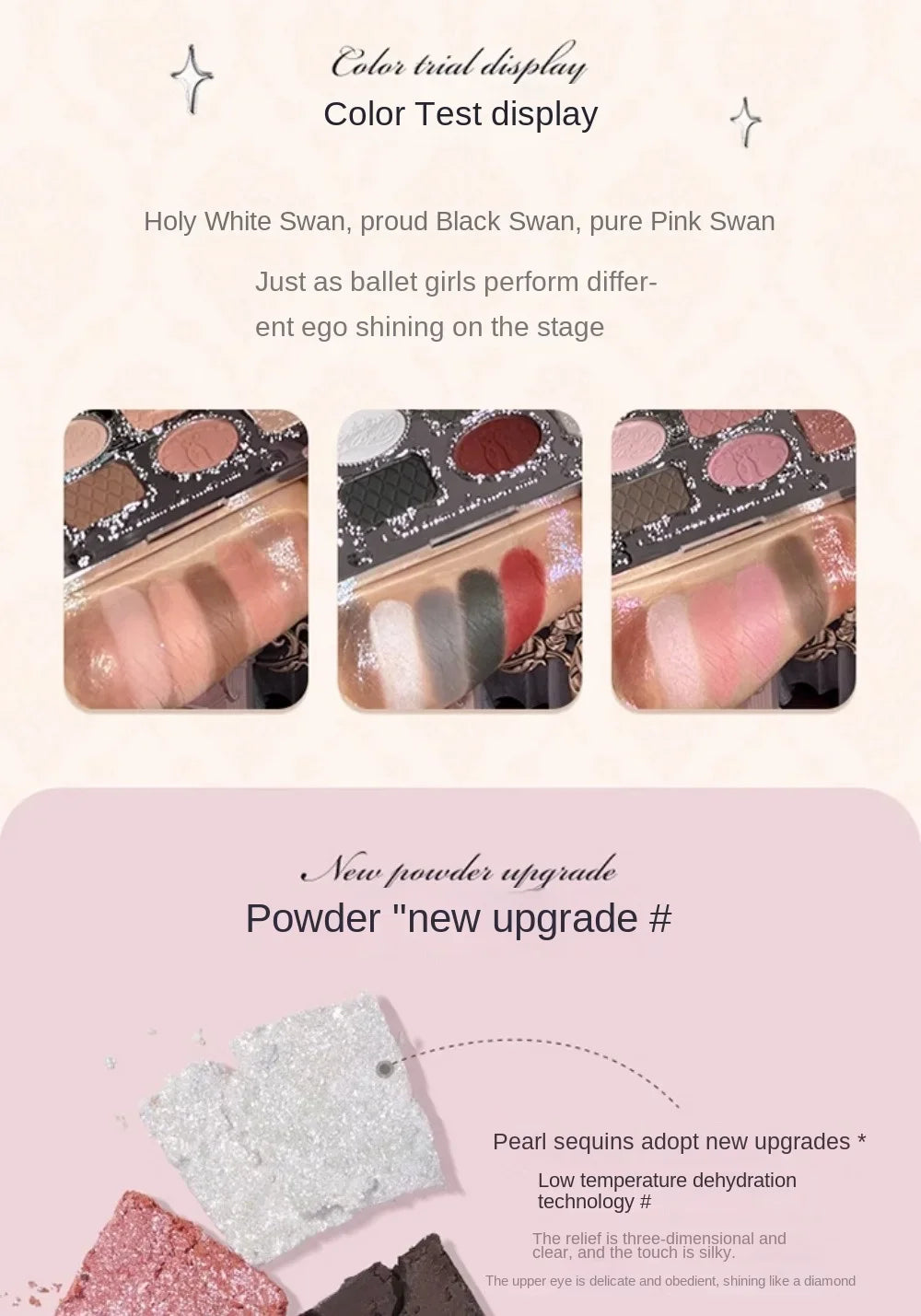 Flower Knows black Swan Ballet Eyeshadow Palette Matte Fine Shimmer Pearl Face Palette 6 Colour Glitter Eye Shadow