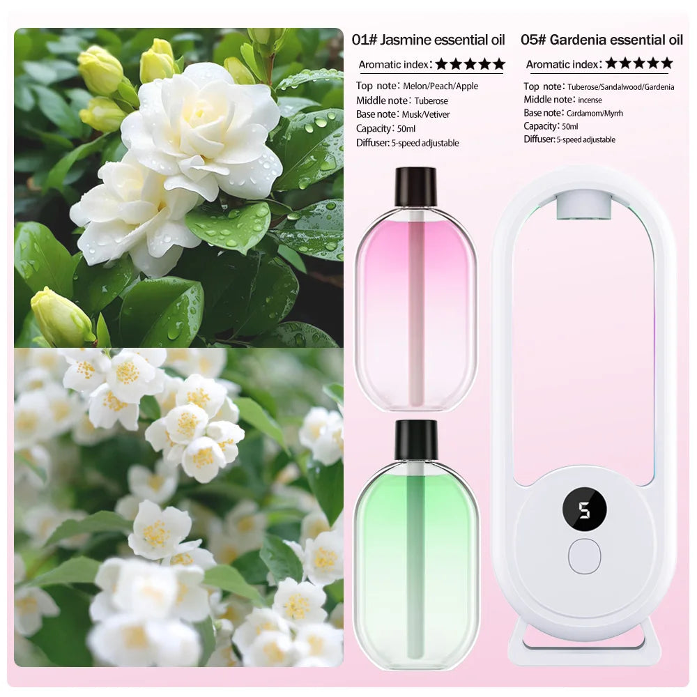 Rechargeable Portable Aroma Diffuser – Essential Oil Air Freshener with Timer