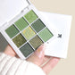 9-18 color eyeshadow palette, green and gold tones, matte and glitter effects, high color sequin eye makeup, waterproof and long