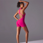 Solid color high-intensity nude tight fitting sports back jumpsuit yoga suit tight fitting running fitness suit