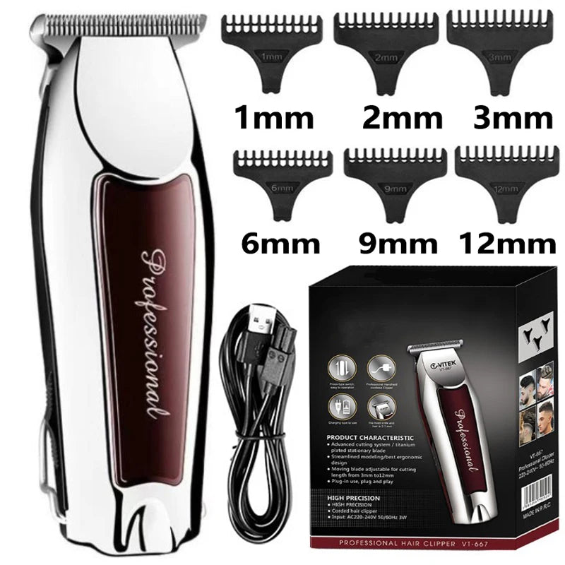 Rechargeable Cordless Hair Trimmer – Professional Men’s Grooming Clipper