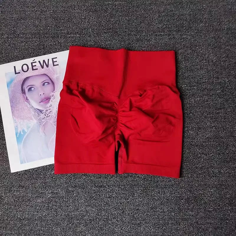 Summer High-Waist Women's Yoga Shorts Breathable Fitness Butt Lift Sports Running Shorts Cycling Push-Up Workout Gym Shorts