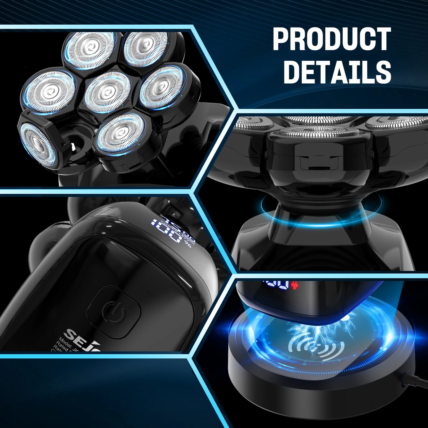 SEJOY Multifunctional  Electric Shavers Kits for Bald Head Shaver Beard Shaving Machine for Men Grooming Kit Husband Gift