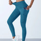 New High Waist Women's Leggings Stretch Yoga Pants Tights With Pockets Push Up Fitness Running Sportswear Solid Color Pants