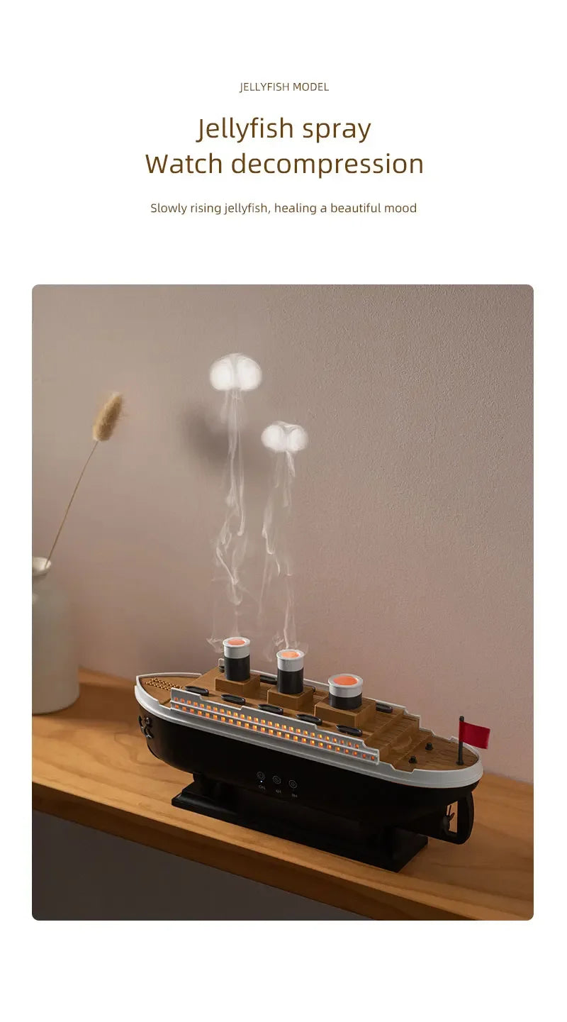 Titanic Ship Model Air Humidifier Home 250ml Remote Control Essential Oil Jellyfish Smoke Ring Spray Aroma Diffuser Humidifiers