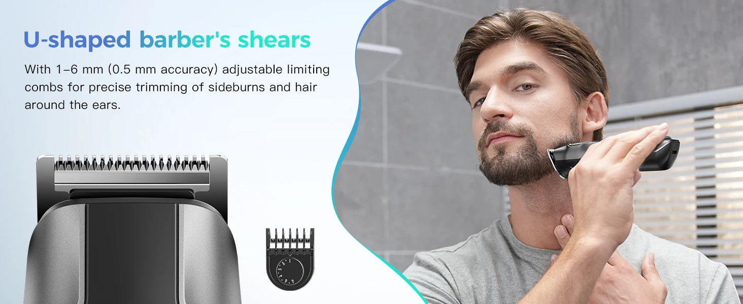 Kensen S30 4 in 1 Cordless Hair Clipper LED Display Men Beard/Nose Trimmer Rechargeable Barber Grooming Kit Hair Cutting Machine
