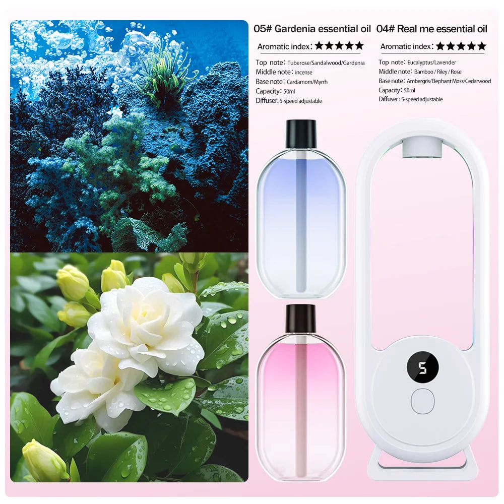 Rechargeable Portable Aroma Diffuser – Essential Oil Air Freshener with Timer