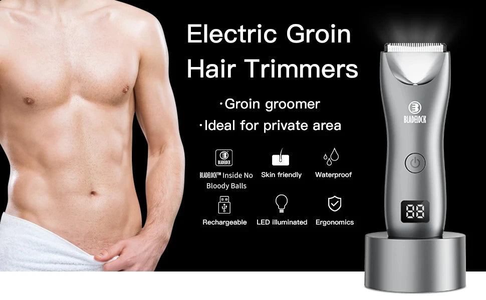 Professional Groin Body Hair Trimmer Ball Shaver for Men Body Grooming Clipper Rechargeable Ceramic Trimmer Bikini Epilator