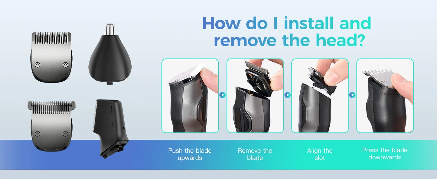 Kensen S30 4 in 1 Cordless Hair Clipper LED Display Men Beard/Nose Trimmer Rechargeable Barber Grooming Kit Hair Cutting Machine