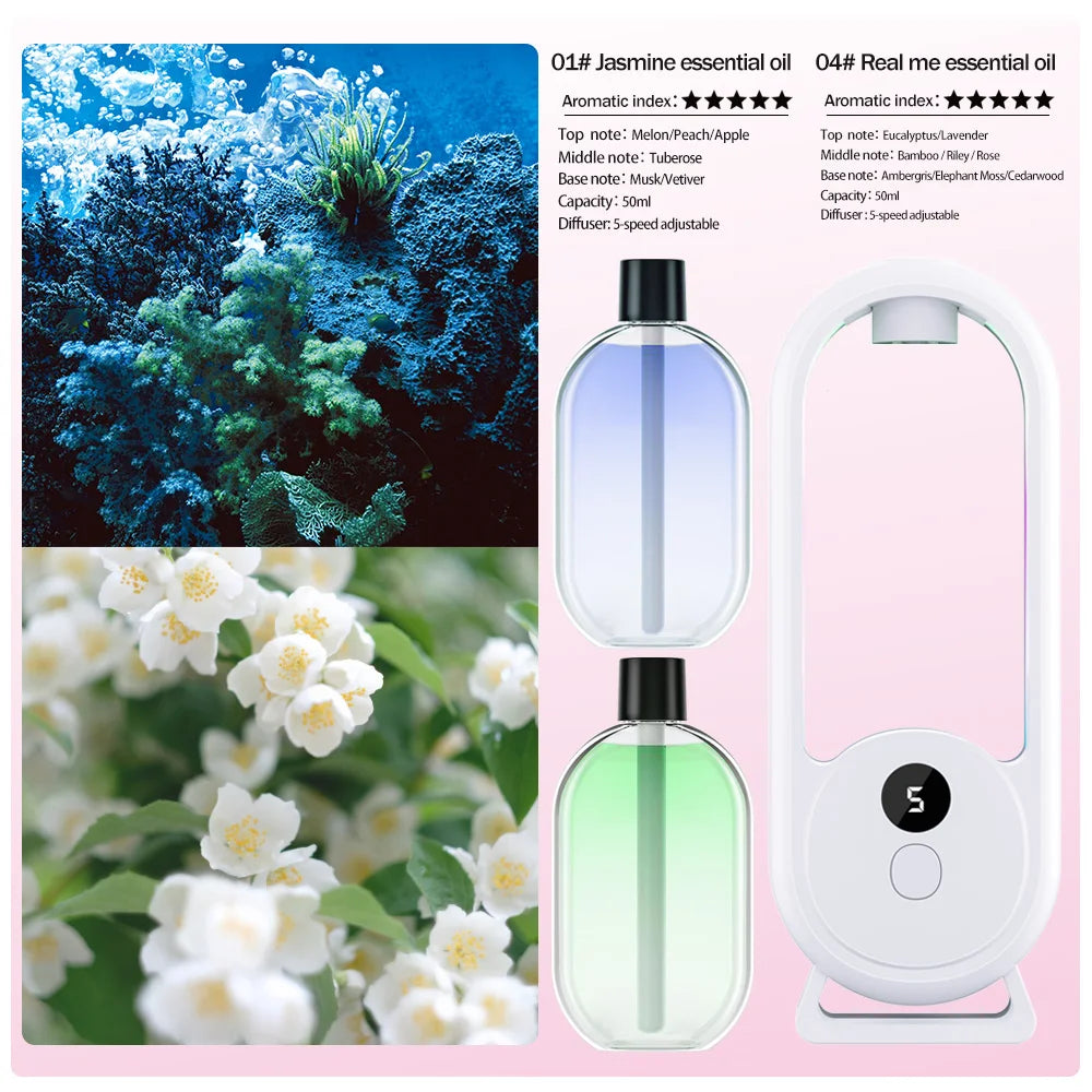 Rechargeable Portable Aroma Diffuser – Essential Oil Air Freshener with Timer