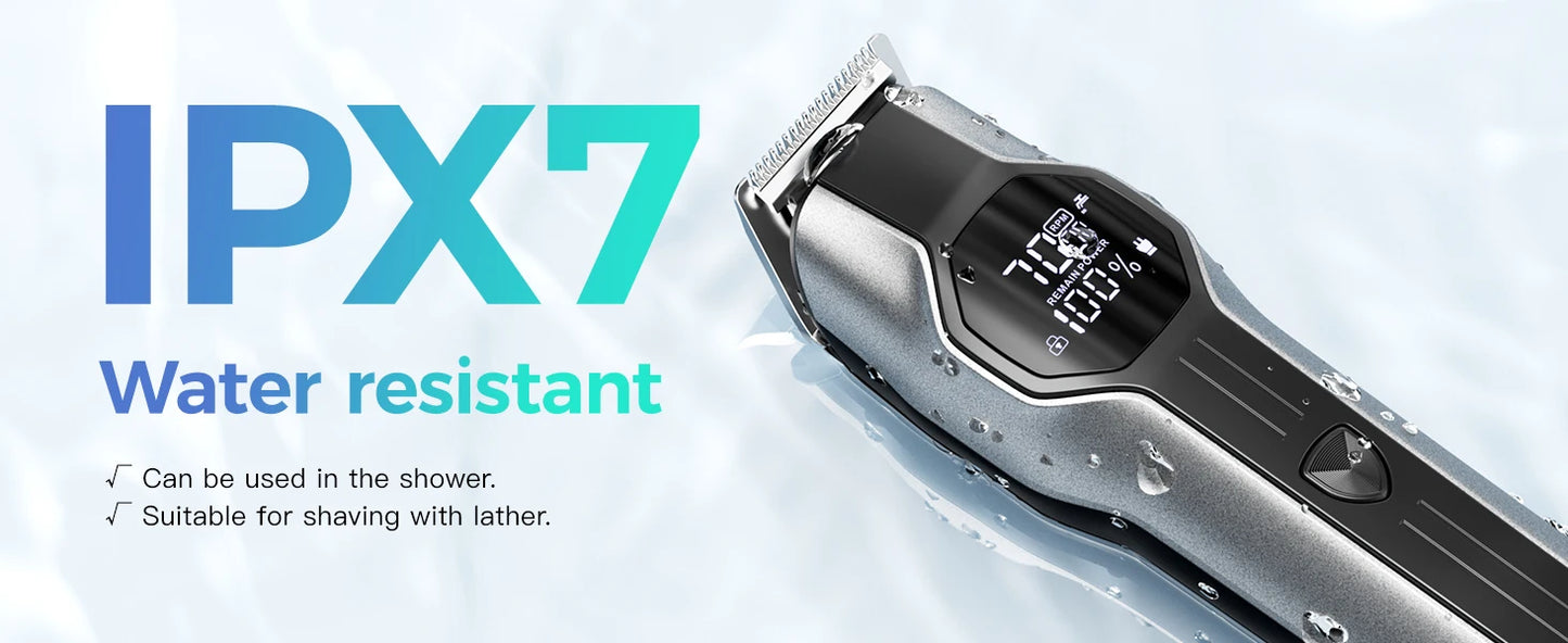 Kensen S30 4 in 1 Cordless Hair Clipper LED Display Men Beard/Nose Trimmer Rechargeable Barber Grooming Kit Hair Cutting Machine