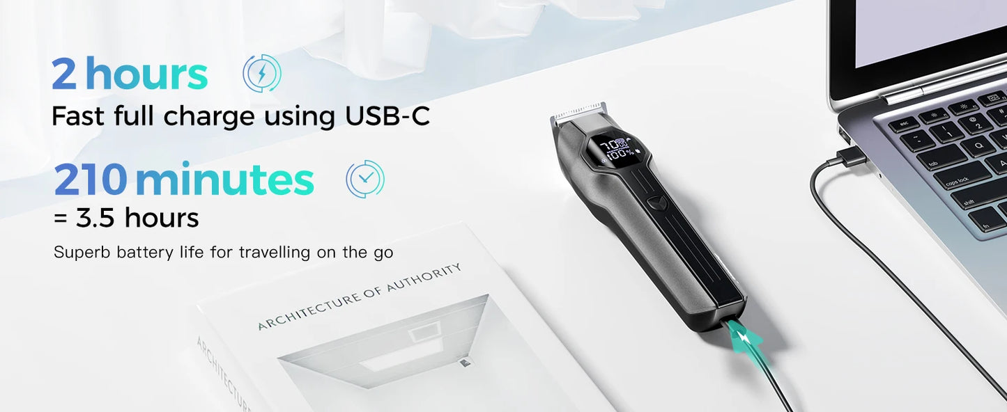 Kensen S30 4 in 1 Cordless Hair Clipper LED Display Men Beard/Nose Trimmer Rechargeable Barber Grooming Kit Hair Cutting Machine