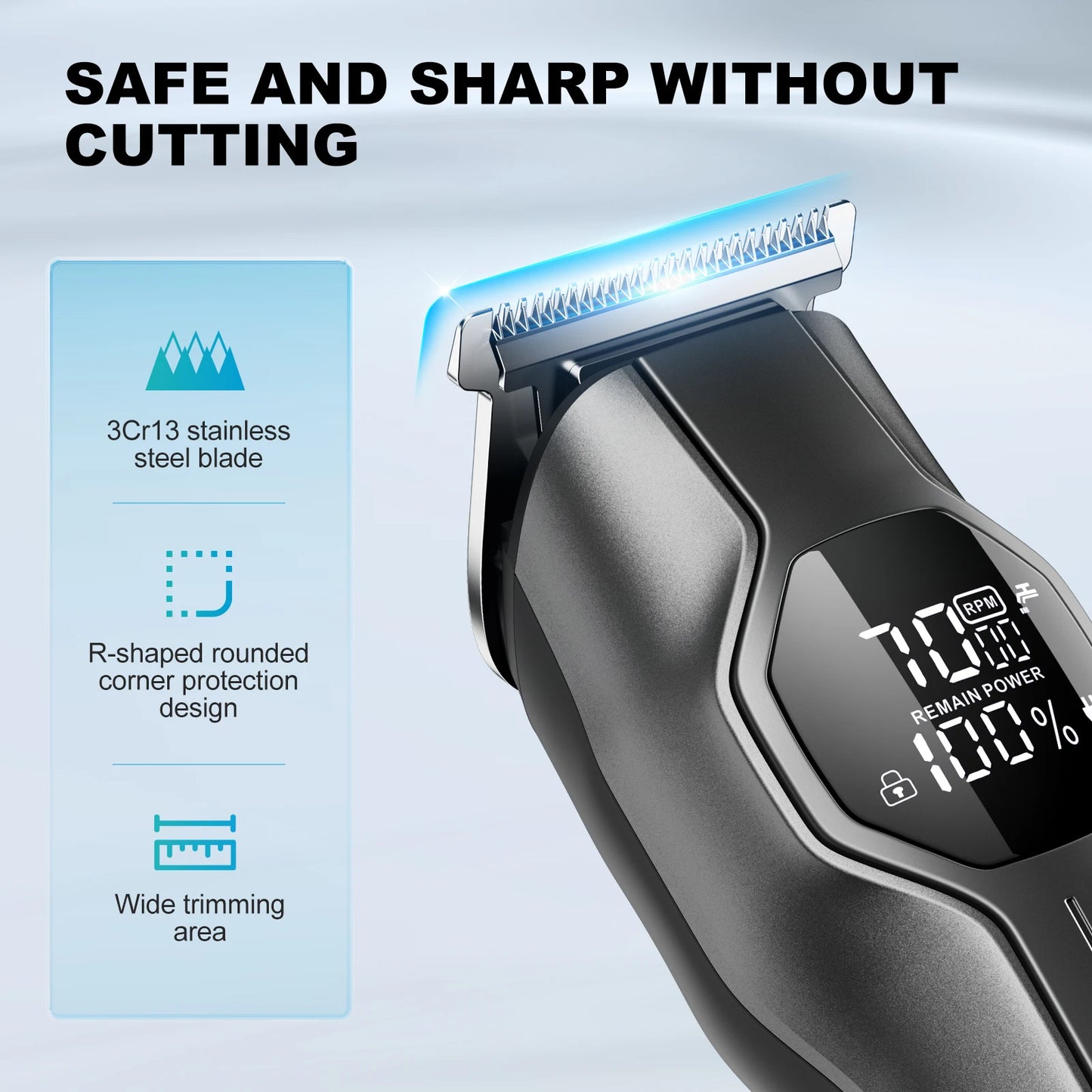 Kensen S30 4 in 1 Cordless Hair Clipper LED Display Men Beard/Nose Trimmer Rechargeable Barber Grooming Kit Hair Cutting Machine
