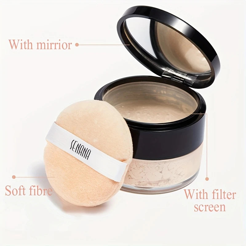 Hydrating Flawless Setting Powder,Natural Nude Finish Oil Control Strong Concealer for All Skin Types Fine Powdery Face Makeup