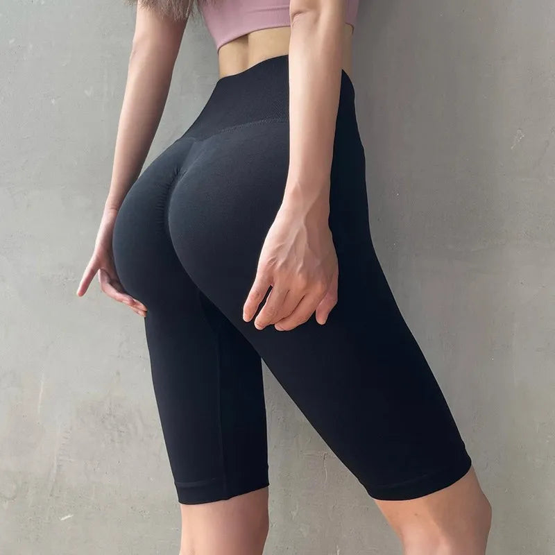 Women Yoga Shorts High Waist Sport Shorts Hip Push Up Soft Fitness Quick Dry Running Shorts Tummy Control Workout Gym Shorts
